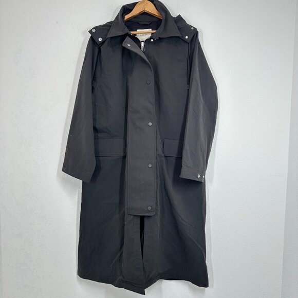 Everlane Women's Size Medium Classic Anorak Trenchcoat Dark Grey Black Timeless - Picture 1 of 10